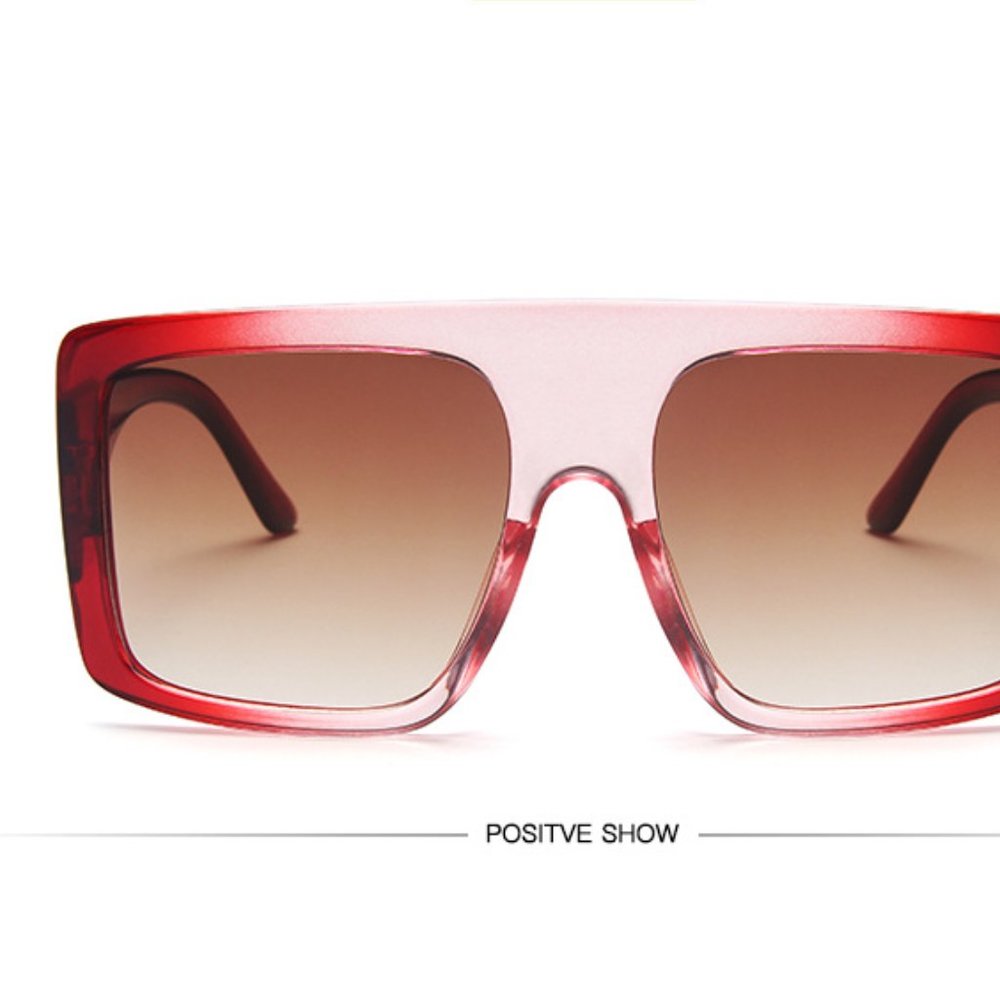 Women Luxury Brand Big Frame Red Square Oversized Sun Glasses - Picture 2 of 2